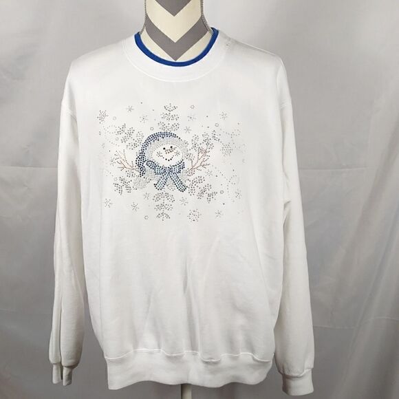 Decorated Originals White Studded Snowman Sweatshirt - Picture 1 of 8